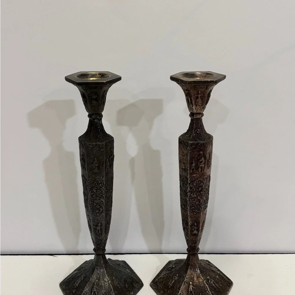 Silver Plated Candlesticks 12” in